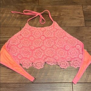 Neon peach swim suit bikini top